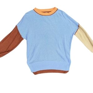 BDG Color block‎ Knit Sweater in Orange and Brown
